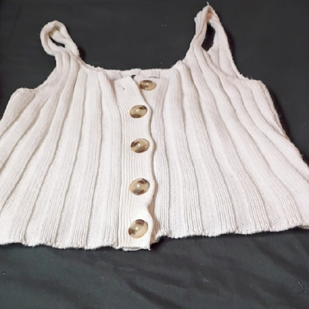 Wild Fable White Ribbed Knit Top